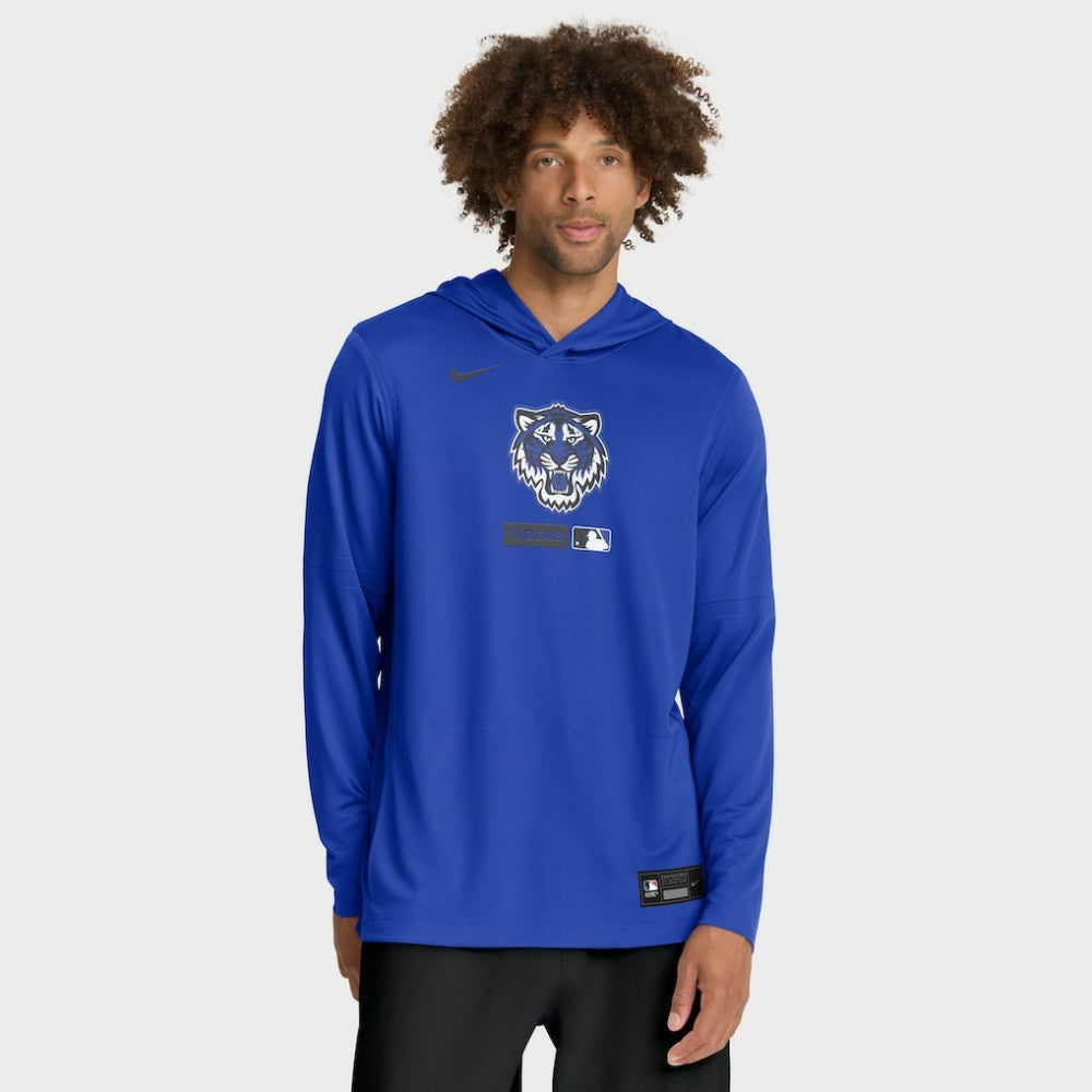 Detroit Tigers City Connect Dri-FIT Long Sleeve Hooded T-Shirt - Royal | Nike