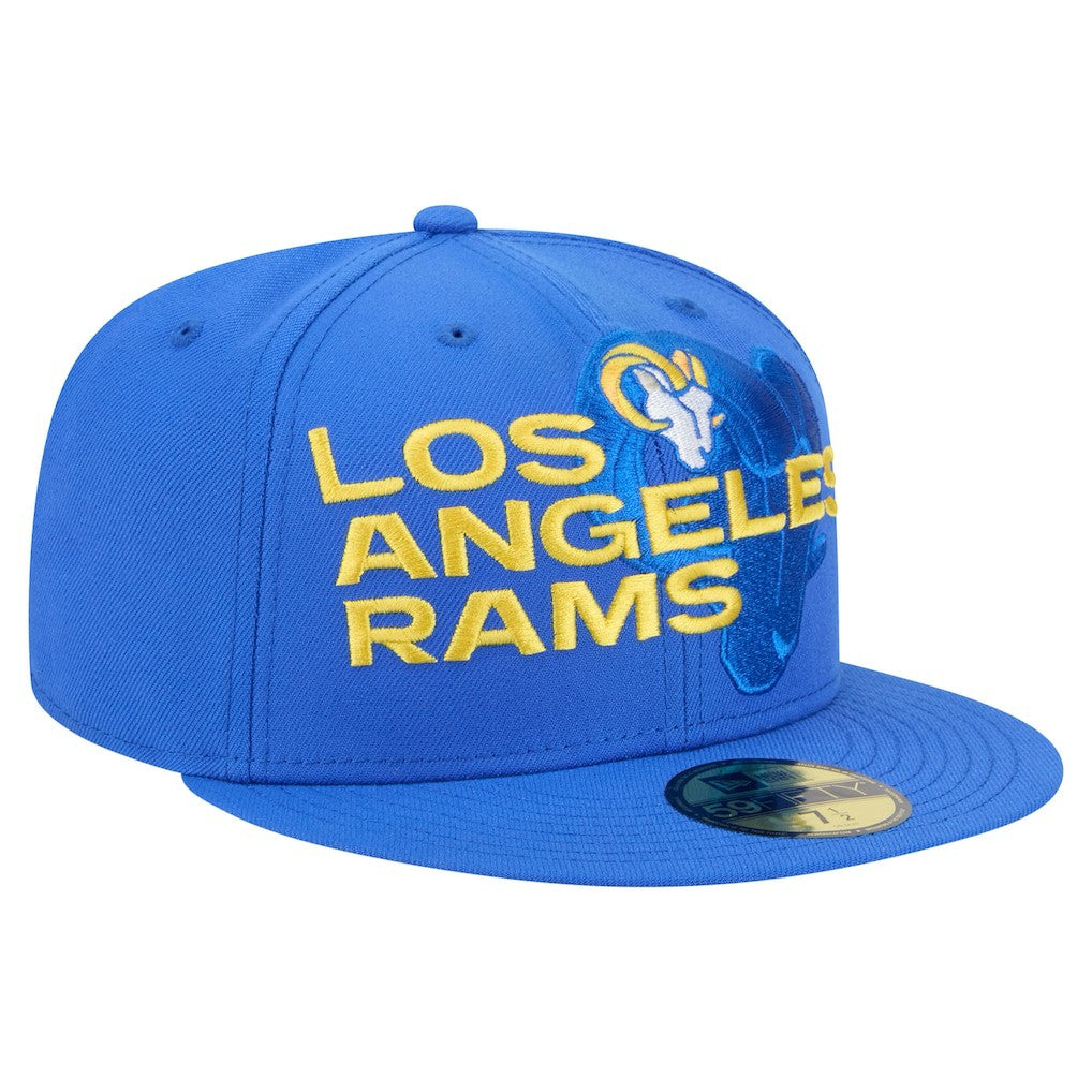 Los Angeles Rams New Era Overlap Wordmark 59FIFTY Fitted Hat - Royal on sale