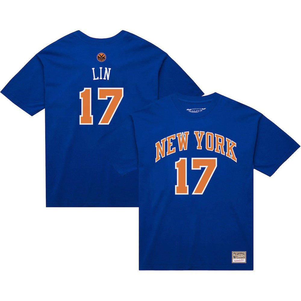 Jeremy Lin New York Knicks Name & Number T-Shirt - Blue | Mitchell & Ness sale