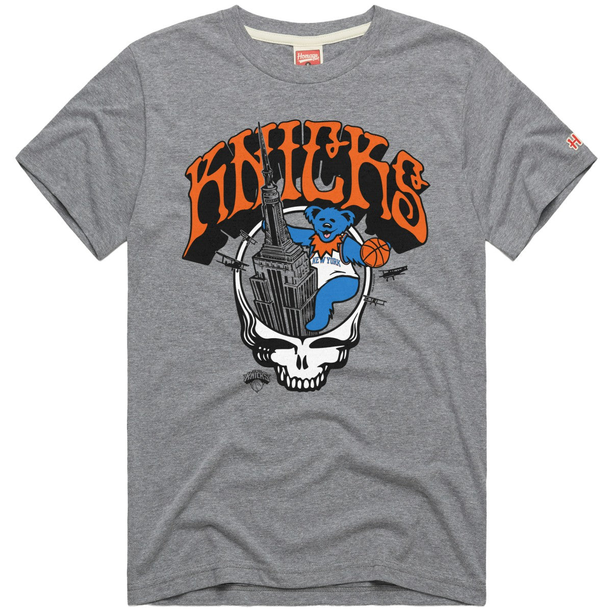 New York Knicks x Grateful Dead Homage Skull Tri-Blend T-Shirt - Gray cheap