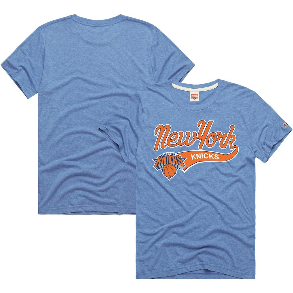 New York Knicks Homage Script Tri-Blend T-Shirt - Blue on sale