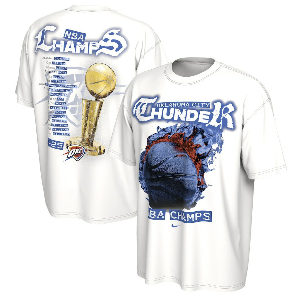 Oklahoma City Thunder Unisex 2025 NBA Finals Champions Celebration Parade Roster T-Shirt - White | Nike outlet