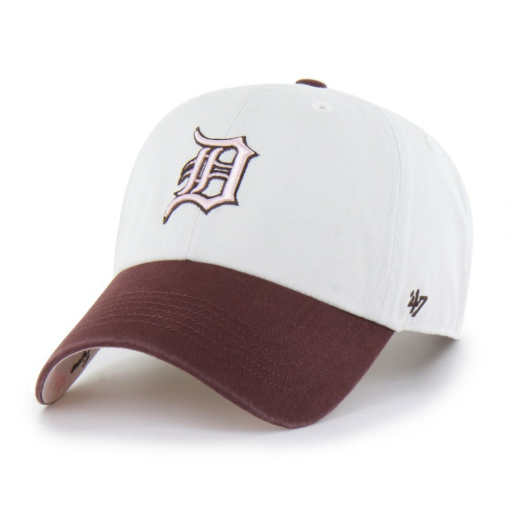 Detroit Tigers Unisex Love Letter Clean Up Adjustable Hat - Stone/Burgundy | 47 brand