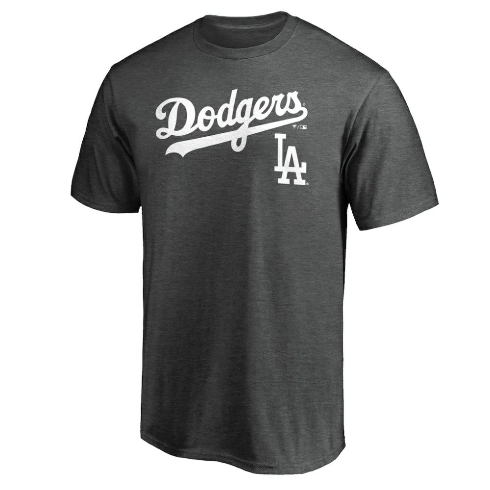Los Angeles Dodgers Team Lockup T-Shirt - Charcoal