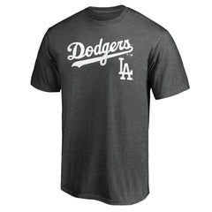Los Angeles Dodgers Team Lockup T-Shirt - Charcoal