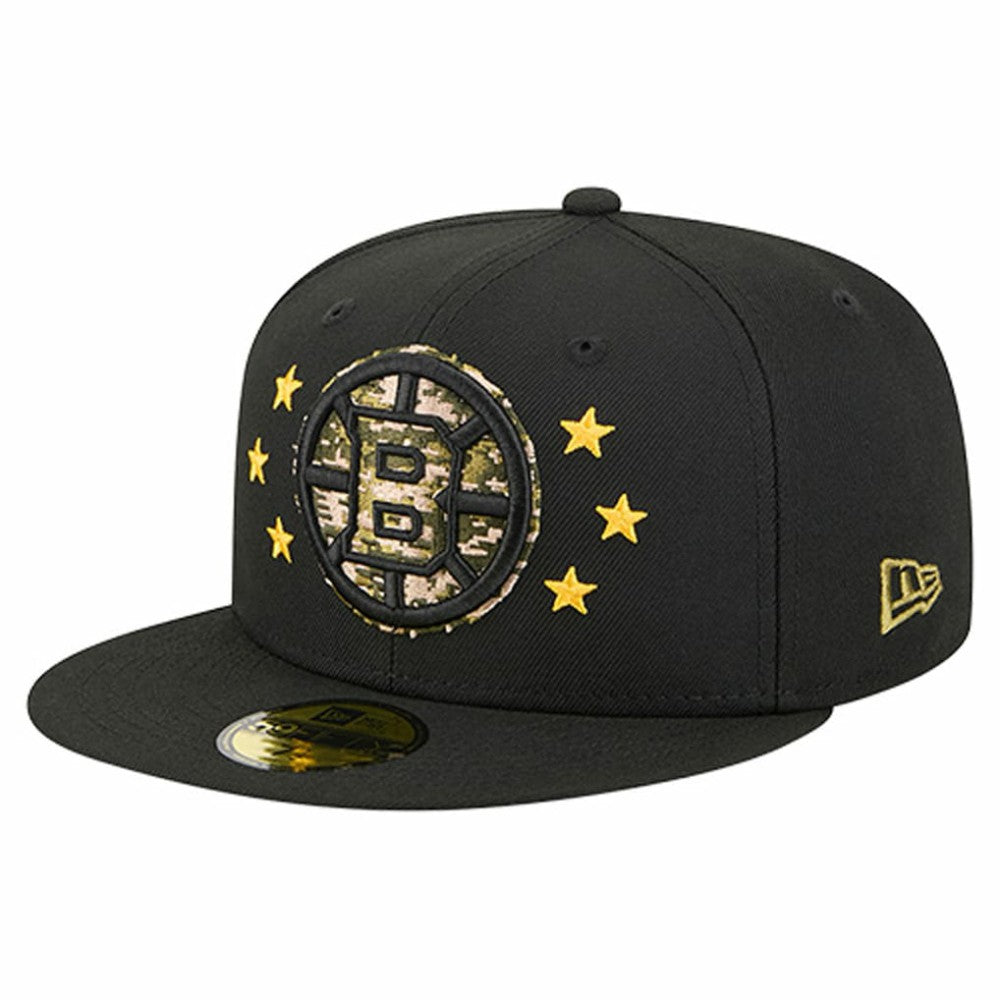 Boston Bruins New Era Military Appreciation Digital Camo Stars 59FIFTY Fitted Hat Black