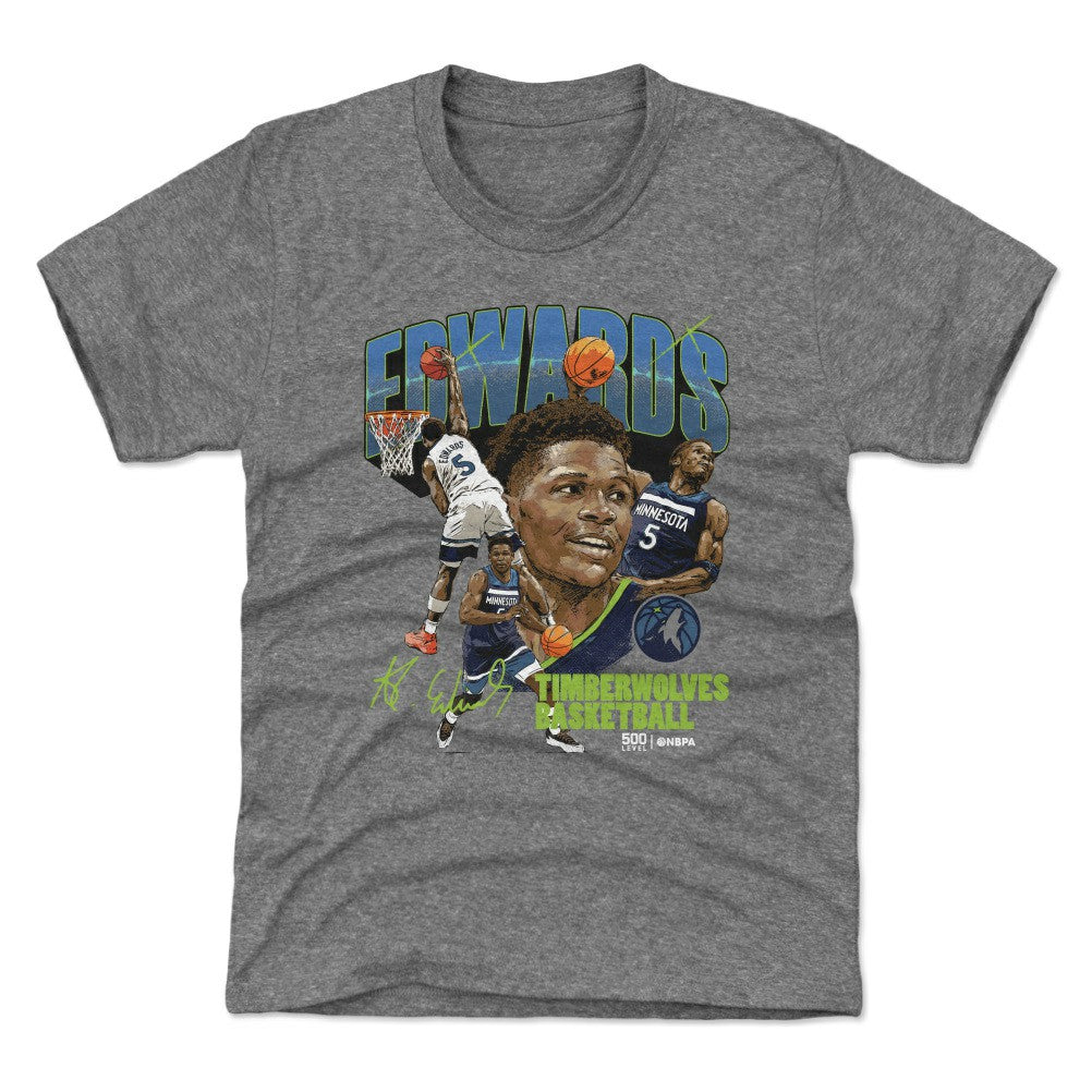 Anthony Edwards Minnesota Timberwolves 500 Level Youth Collage T-Shirt - Gray sale