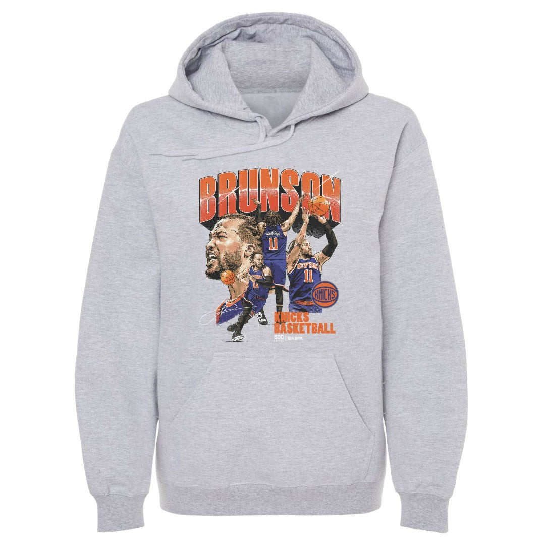 Jalen Brunson New York Knicks 500 Level Collage Pullover Hoodie - Gray for sale