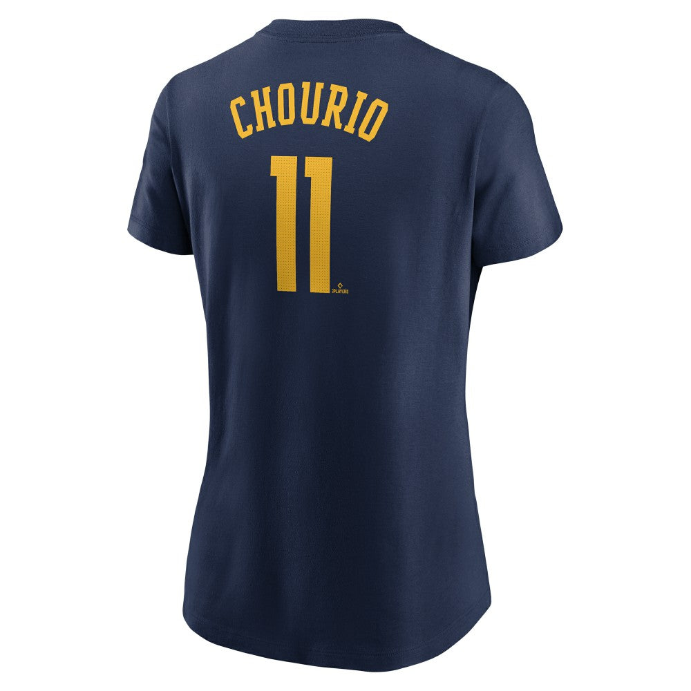 Jackson Chourio Milwaukee Brewers Women's Cooperstown Collection Fuse Name & Number T-Shirt - Navy | Nike