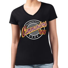 Washington Commanders G-III 4Her by Carl Banks Women's Super-Slim Fit Lightweight Pinstripe Circle V-Neck T-Shirt - Black sale