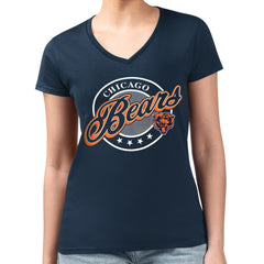 Chicago Bears G-III 4Her by Carl Banks Women's Super-Slim Fit Lightweight Pinstripe Circle V-Neck T-Shirt - Navy discount