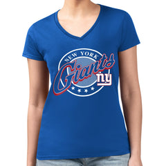 New York Giants G-III 4Her by Carl Banks Women's Super-Slim Fit Lightweight Pinstripe Circle V-Neck T-Shirt - Royal online