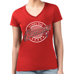 Tampa Bay Buccaneers G-III 4Her by Carl Banks Women's Super-Slim Fit Lightweight Pinstripe Circle V-Neck T-Shirt - Red online