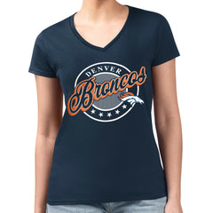 Denver Broncos G-III 4Her by Carl Banks Women's Super-Slim Fit Lightweight Pinstripe Circle V-Neck T-Shirt - Navy outlet
