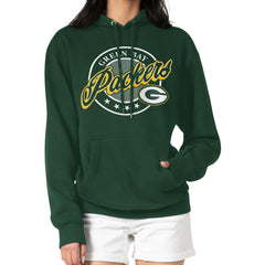 Green Bay Packers G-III 4Her by Carl Banks Women's Pinstripe Circle Fleece Pullover Hoodie - Green for sale
