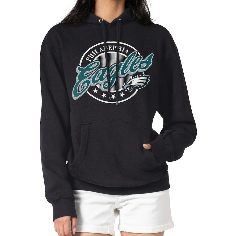 Philadelphia Eagles G-III 4Her by Carl Banks Women's Pinstripe Circle Fleece Pullover Hoodie - Black cheap