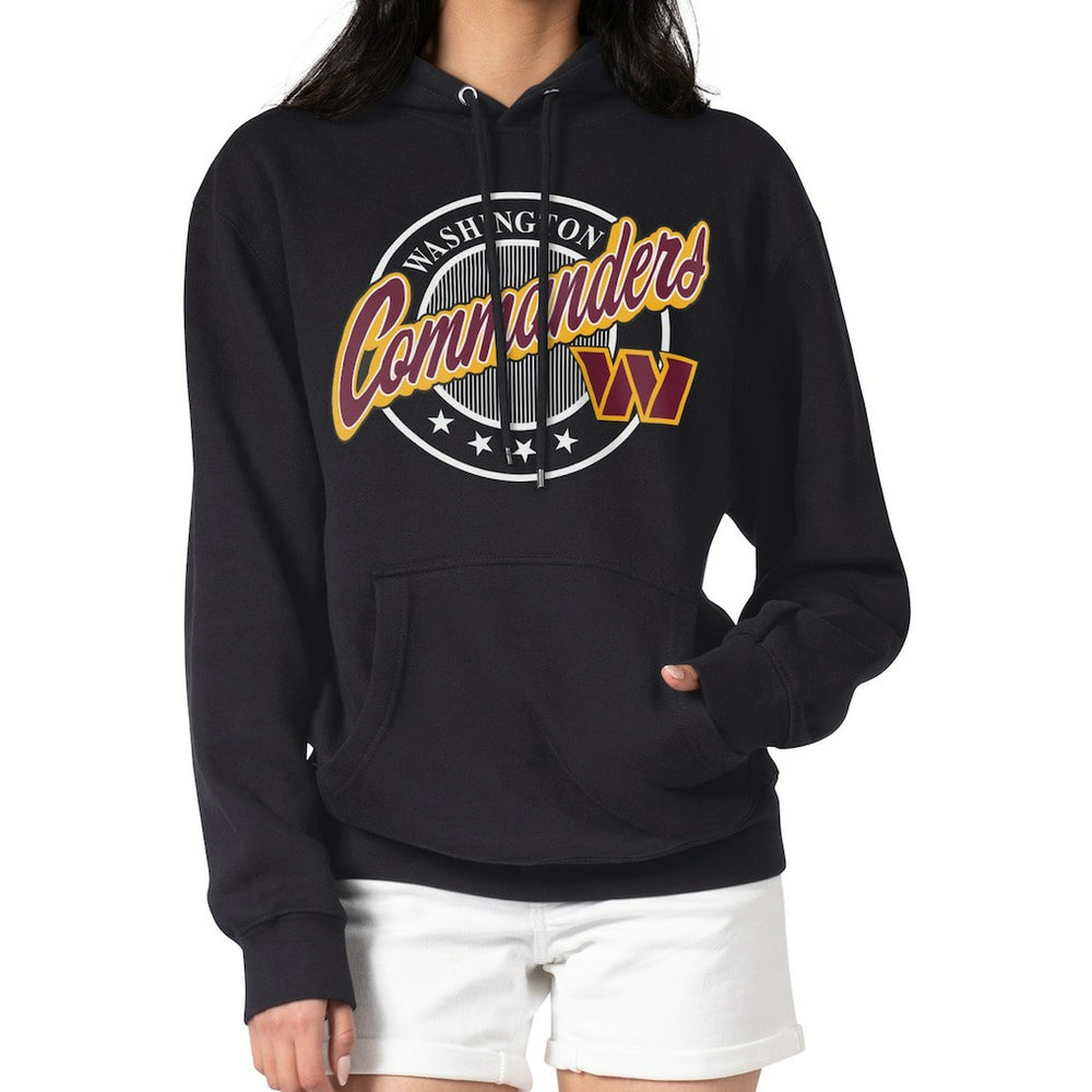 Washington Commanders G-III 4Her by Carl Banks Women's Pinstripe Circle Fleece Pullover Hoodie - Black for sale