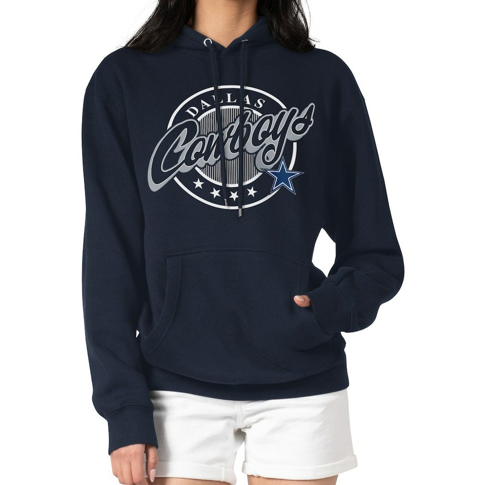 Dallas Cowboys G-III 4Her by Carl Banks Women's Pinstripe Circle Fleece Pullover Hoodie - Navy discount