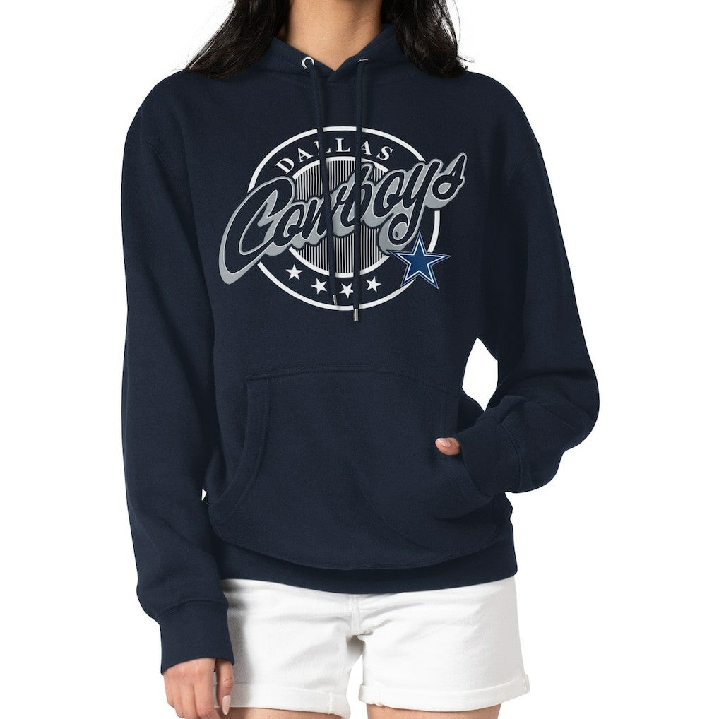 Dallas Cowboys G-III 4Her by Carl Banks Women's Pinstripe Circle Fleece Pullover Hoodie - Navy discount