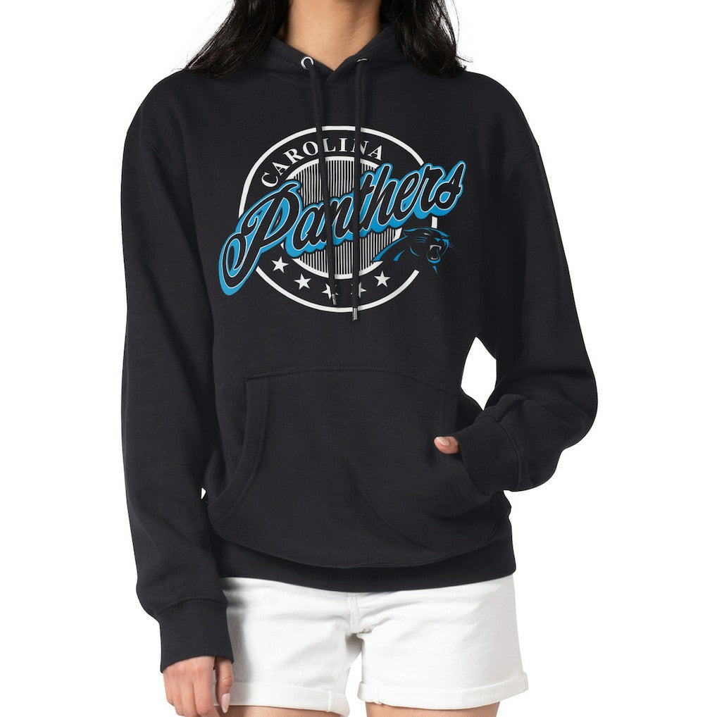 Carolina Panthers G-III 4Her by Carl Banks Women's Pinstripe Circle Fleece Pullover Hoodie - Black for sale