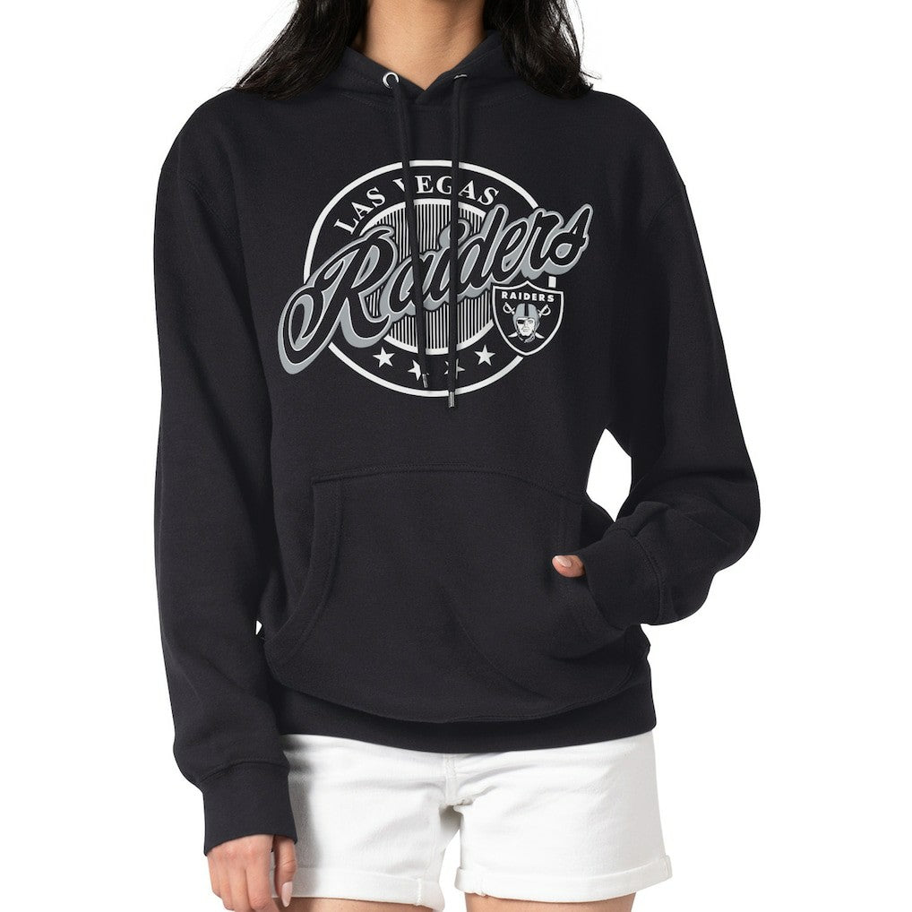 Las Vegas Raiders G-III 4Her by Carl Banks Women's Pinstripe Circle Fleece Pullover Hoodie - Black online