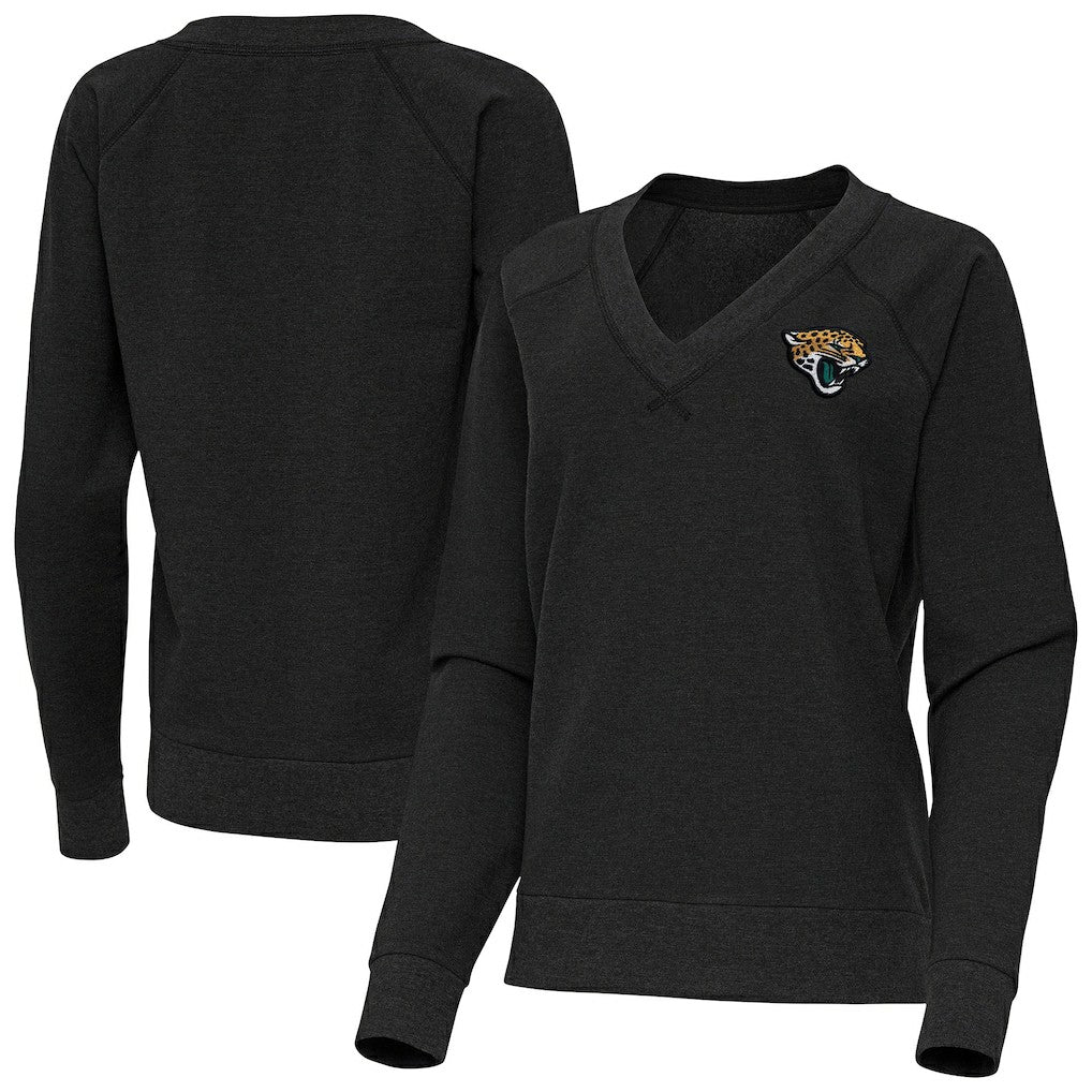 Jacksonville Jaguars Antigua Women's Varsity Tri-Blend V-Neck Long Sleeve T-Shirt - Heather Black cheap