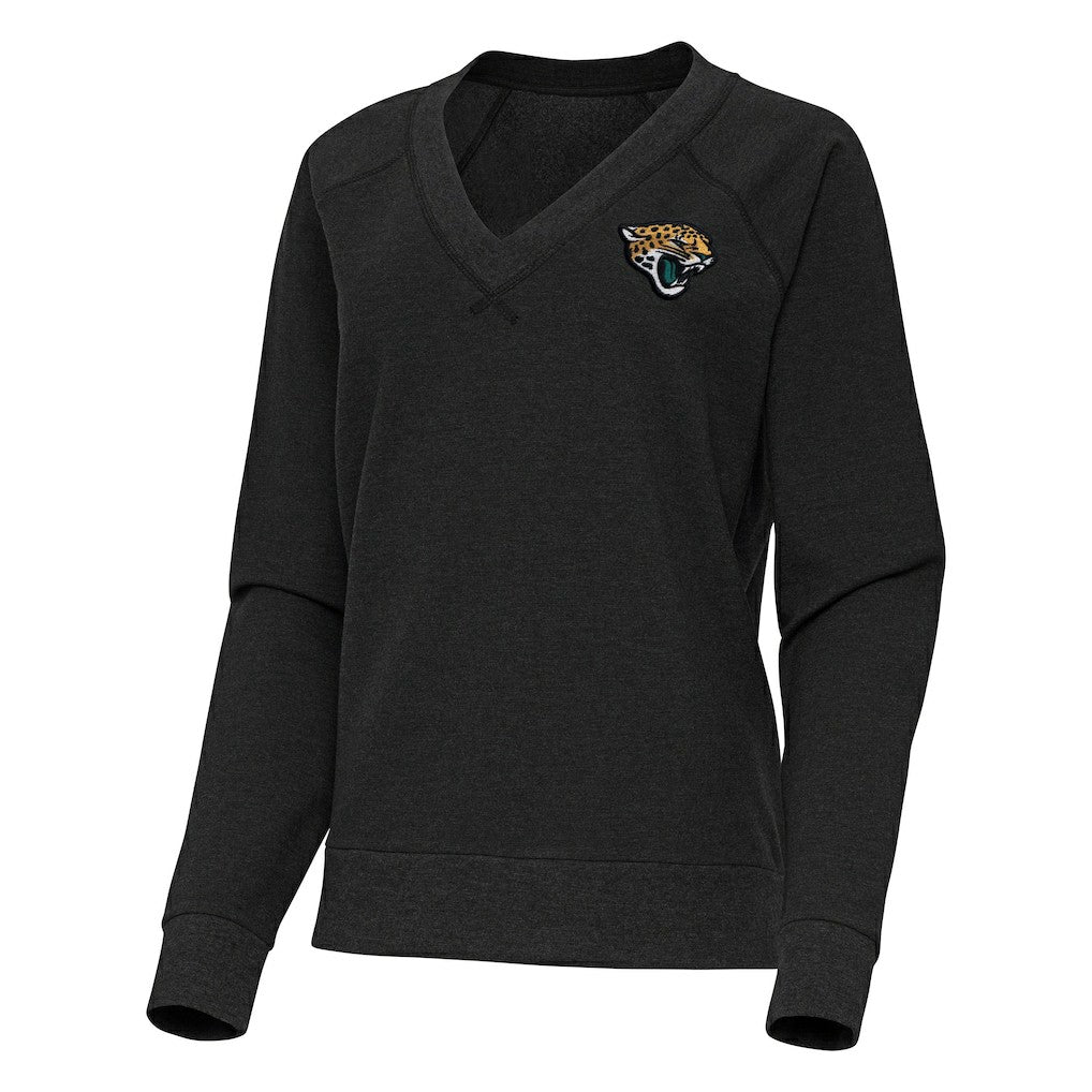 Jacksonville Jaguars Antigua Women's Varsity Tri-Blend V-Neck Long Sleeve T-Shirt - Heather Black cheap