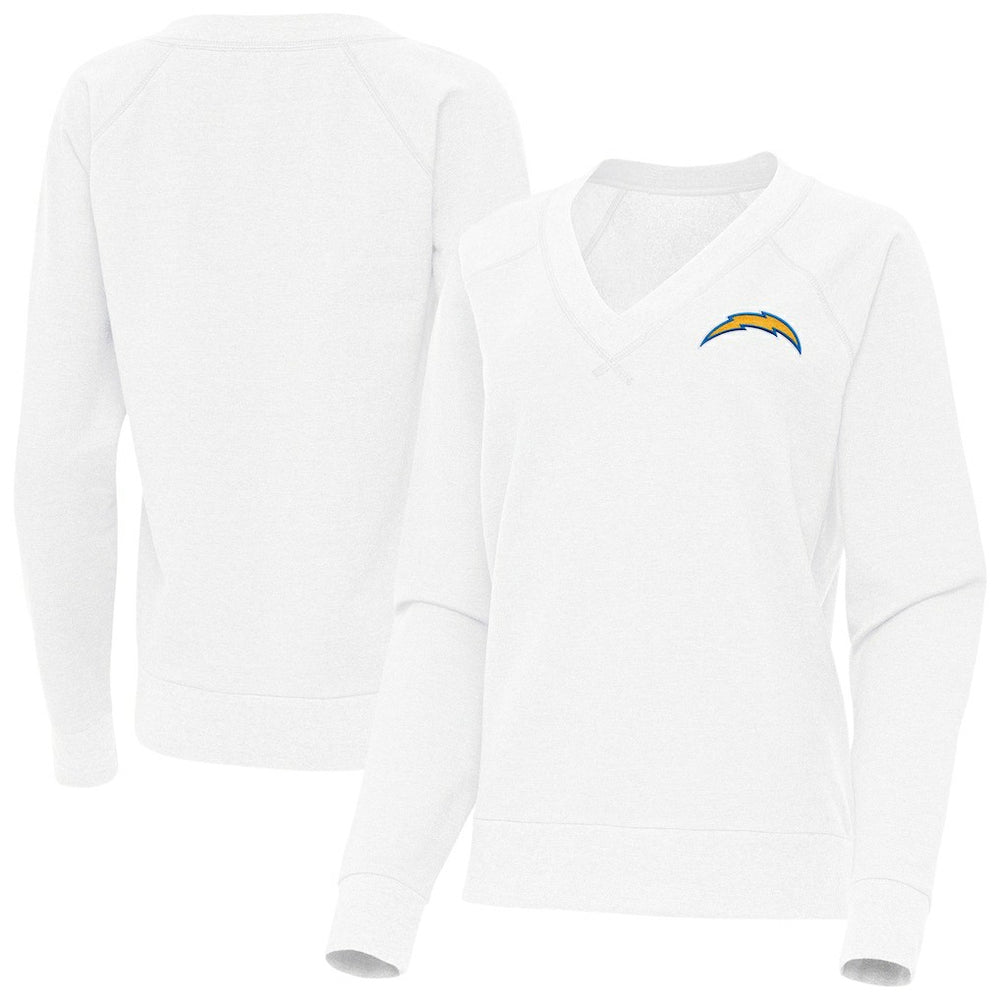 Los Angeles Chargers Antigua Women's Varsity Tri-Blend V-Neck Long Sleeve T-Shirt - White cheap