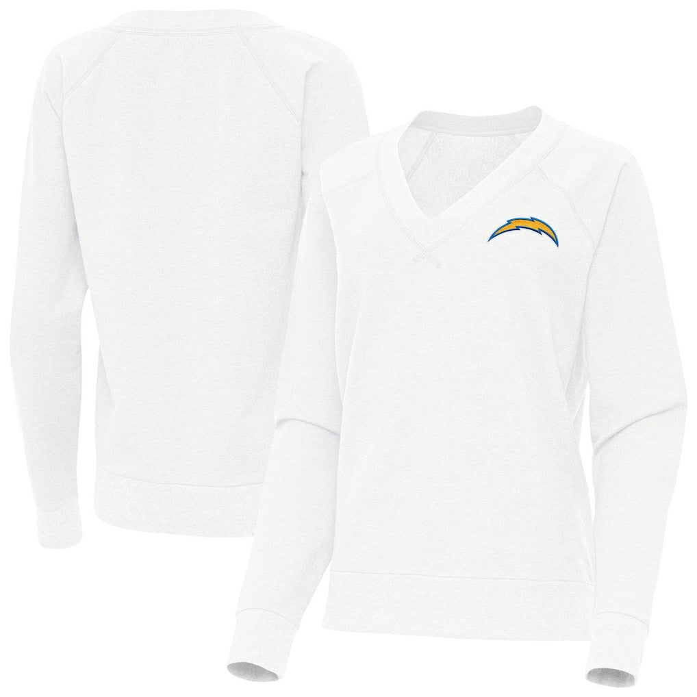Los Angeles Chargers Antigua Women's Varsity Tri-Blend V-Neck Long Sleeve T-Shirt - White cheap