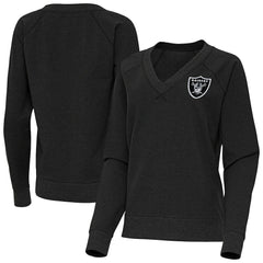 Las Vegas Raiders Antigua Women's Varsity Tri-Blend V-Neck Long Sleeve T-Shirt - Heather Black for sale
