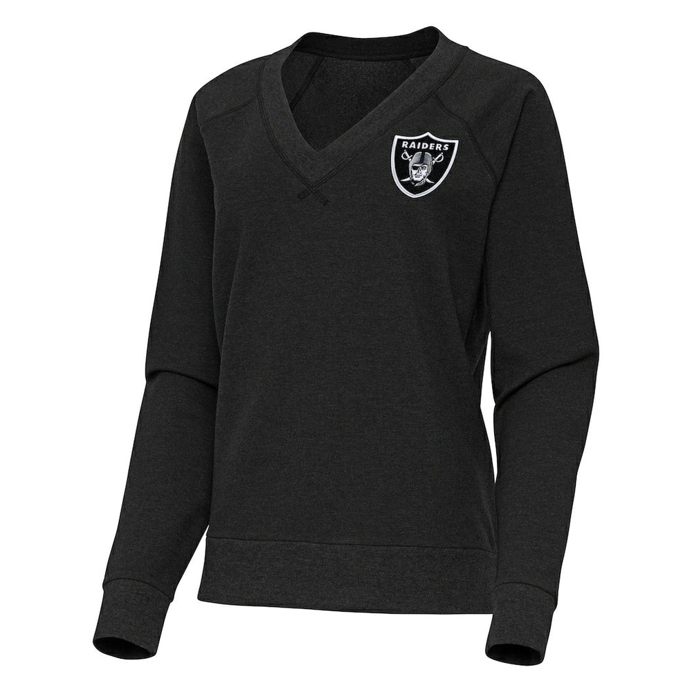 Las Vegas Raiders Antigua Women's Varsity Tri-Blend V-Neck Long Sleeve T-Shirt - Heather Black for sale