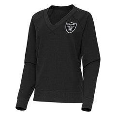 Las Vegas Raiders Antigua Women's Varsity Tri-Blend V-Neck Long Sleeve T-Shirt - Heather Black for sale