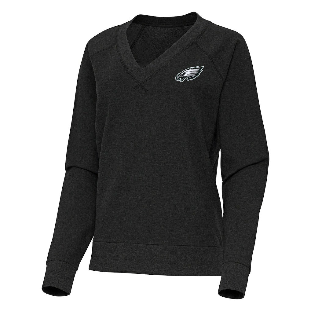 Philadelphia Eagles Antigua Women's Varsity Tri-Blend V-Neck Long Sleeve T-Shirt - Heather Black discount