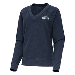 Seattle Seahawks Antigua Women's Varsity Tri-Blend V-Neck Long Sleeve T-Shirt - Heather College Navy for sale