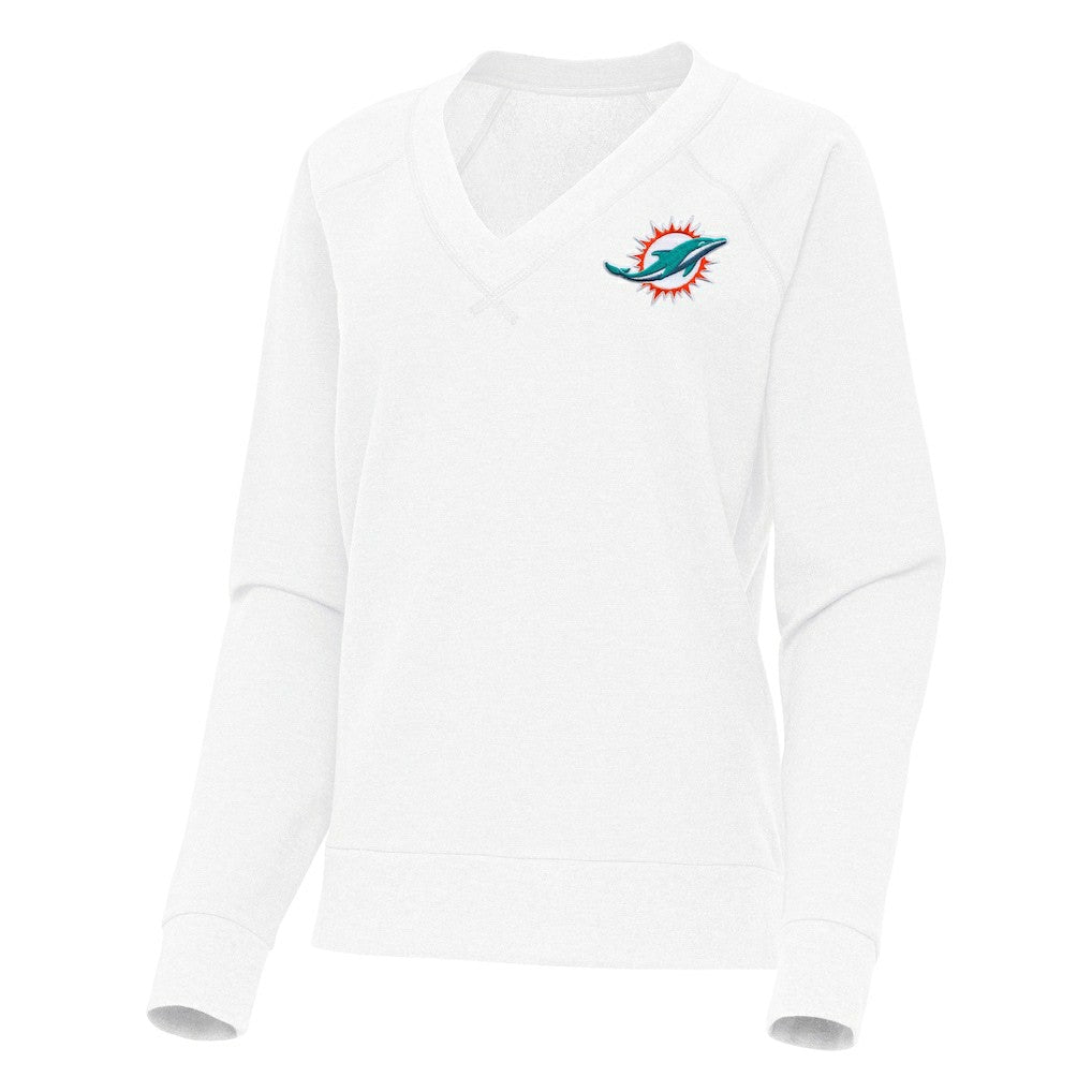 Miami Dolphins Antigua Women's Varsity Tri-Blend V-Neck Long Sleeve T-Shirt - White outlet