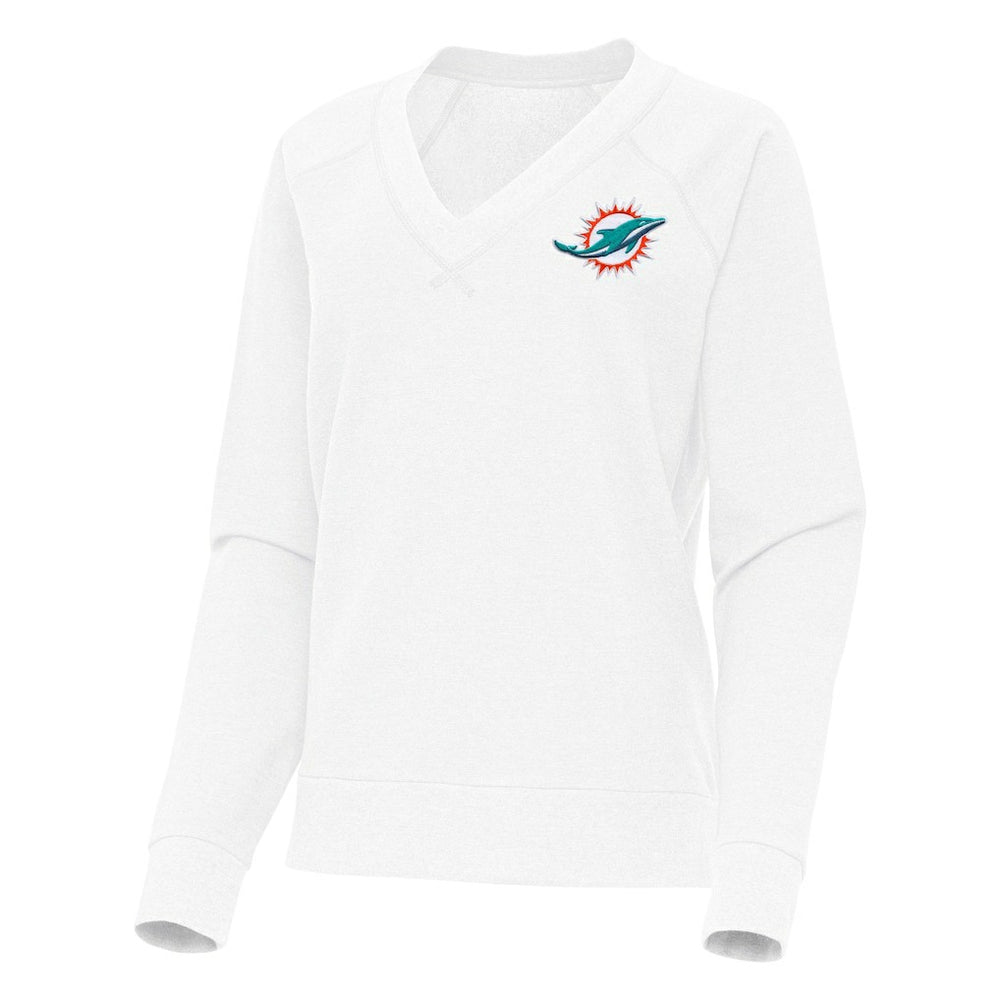 Miami Dolphins Antigua Women's Varsity Tri-Blend V-Neck Long Sleeve T-Shirt - White outlet
