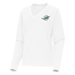 Miami Dolphins Antigua Women's Varsity Tri-Blend V-Neck Long Sleeve T-Shirt - White outlet