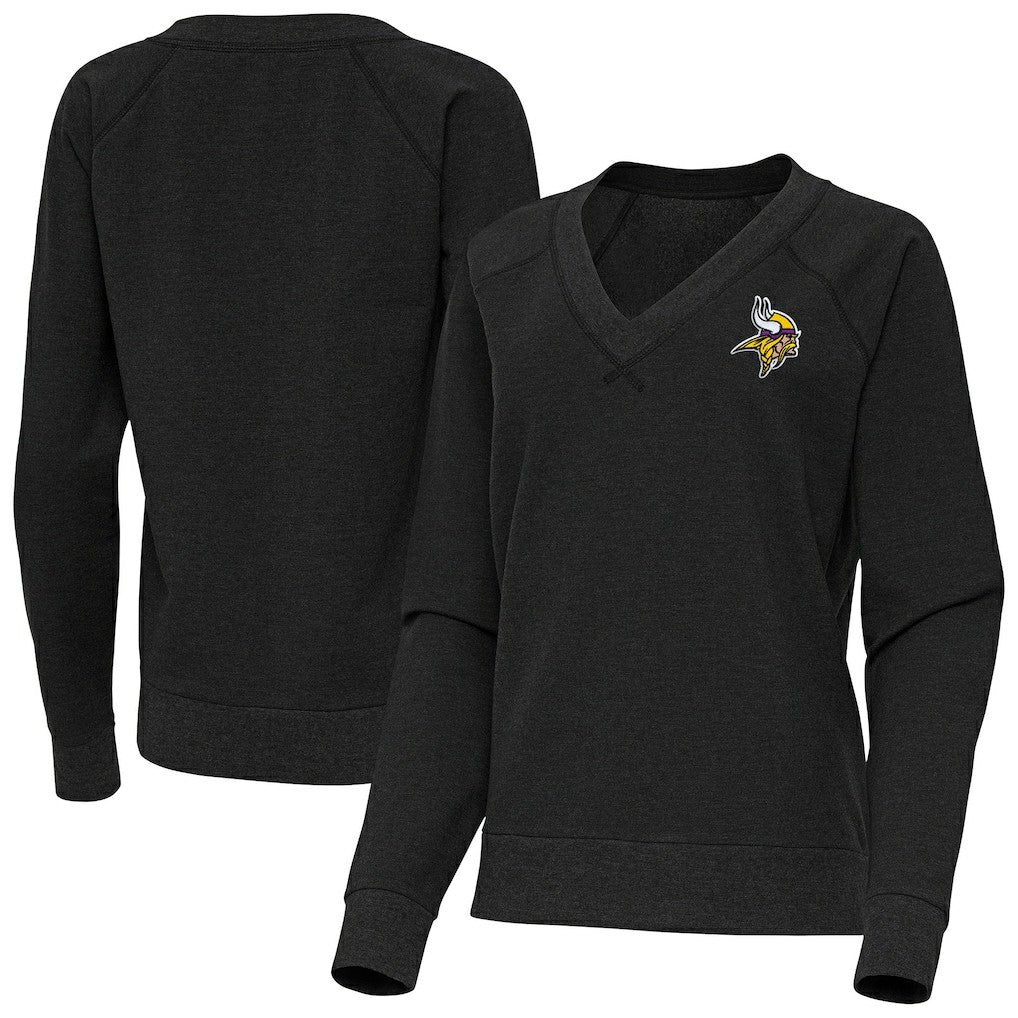 Minnesota Vikings Antigua Women's Varsity Tri-Blend V-Neck Long Sleeve T-Shirt - Heather Black outlet
