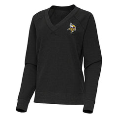 Minnesota Vikings Antigua Women's Varsity Tri-Blend V-Neck Long Sleeve T-Shirt - Heather Black outlet