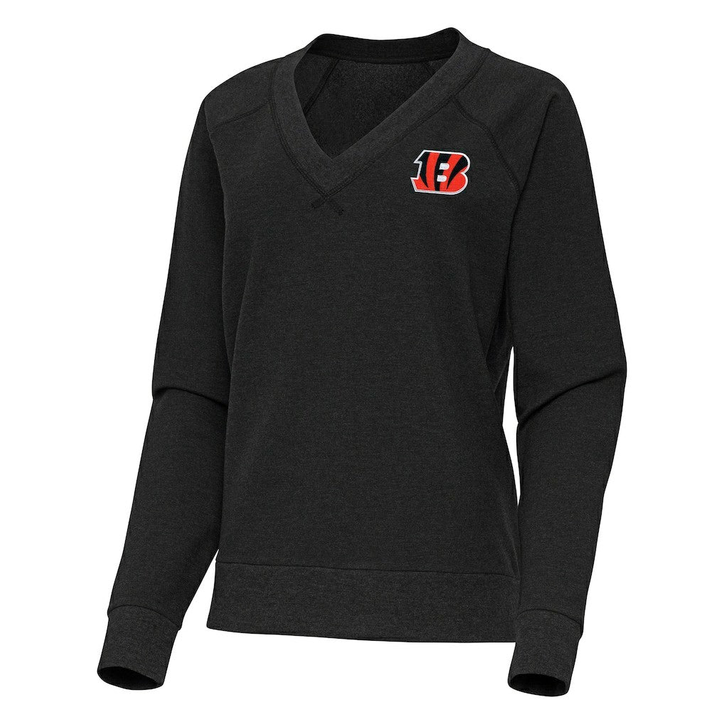 Cincinnati Bengals Antigua Women's Varsity Tri-Blend V-Neck Long Sleeve T-Shirt - Heather Black sale