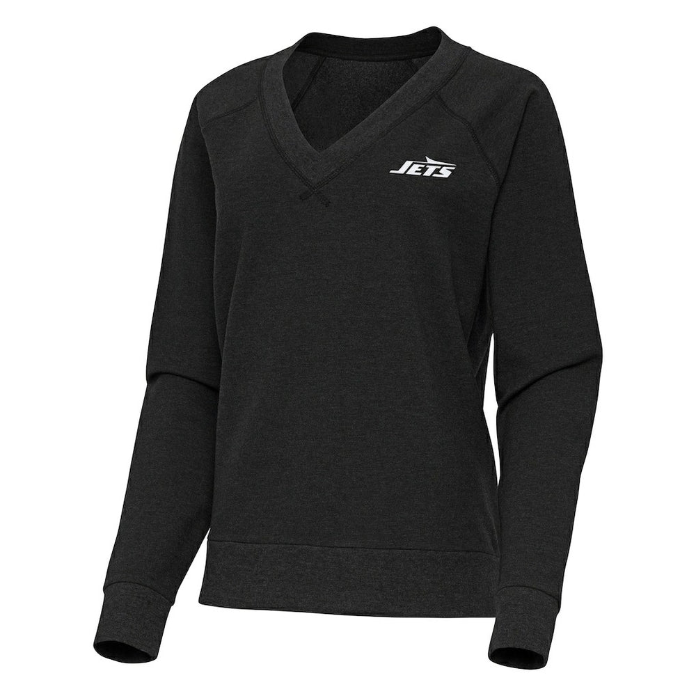 New York Jets Antigua Women's Varsity Tri-Blend V-Neck Long Sleeve T-Shirt - Heather Black outlet