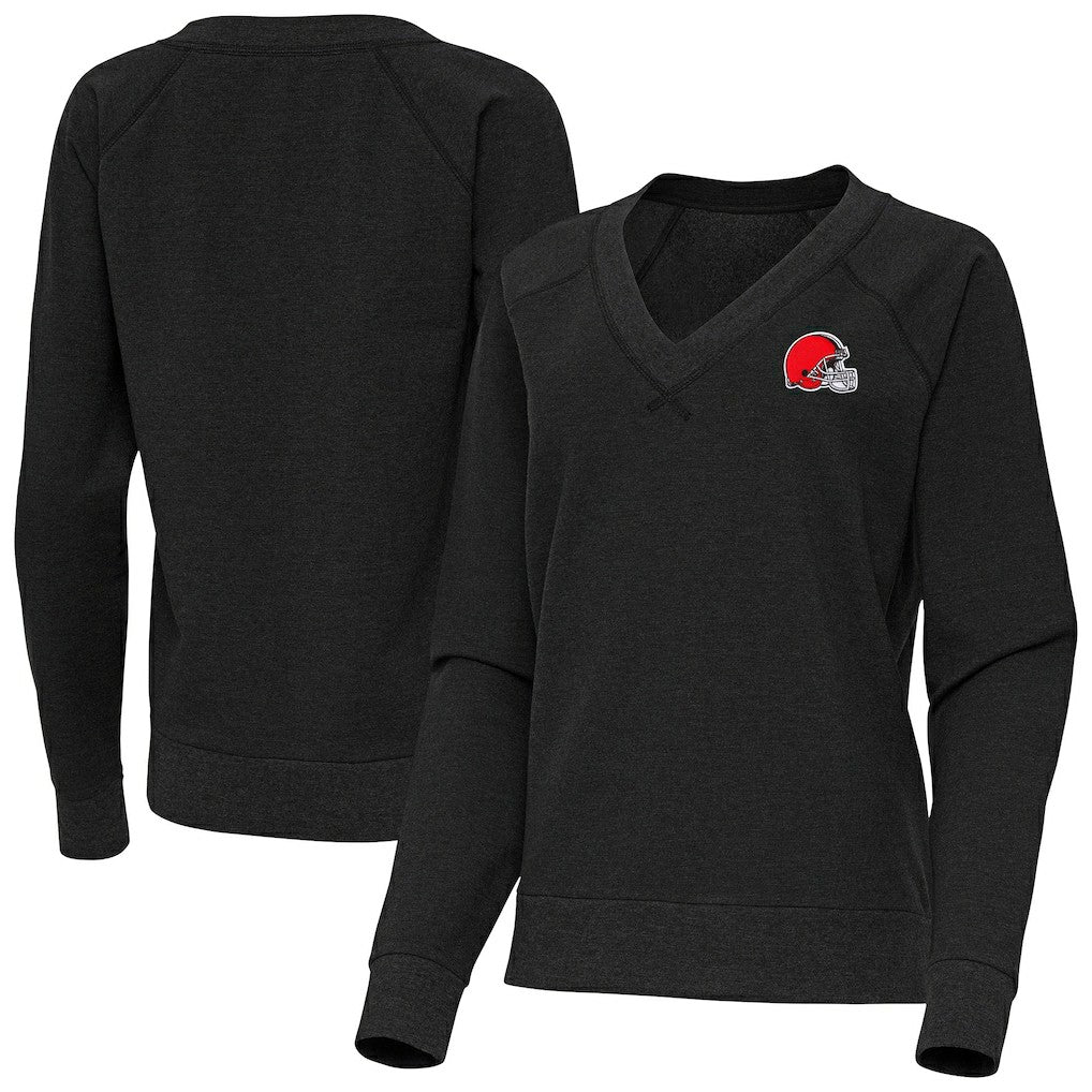 Cleveland Browns Antigua Women's Varsity Tri-Blend V-Neck Long Sleeve T-Shirt - Heather Black cheap