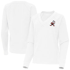 Cleveland Browns Antigua Women's Varsity Tri-Blend V-Neck Long Sleeve T-Shirt - White for sale