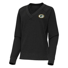 Green Bay Packers Antigua Women's Varsity Tri-Blend V-Neck Long Sleeve T-Shirt - Heather Black sale