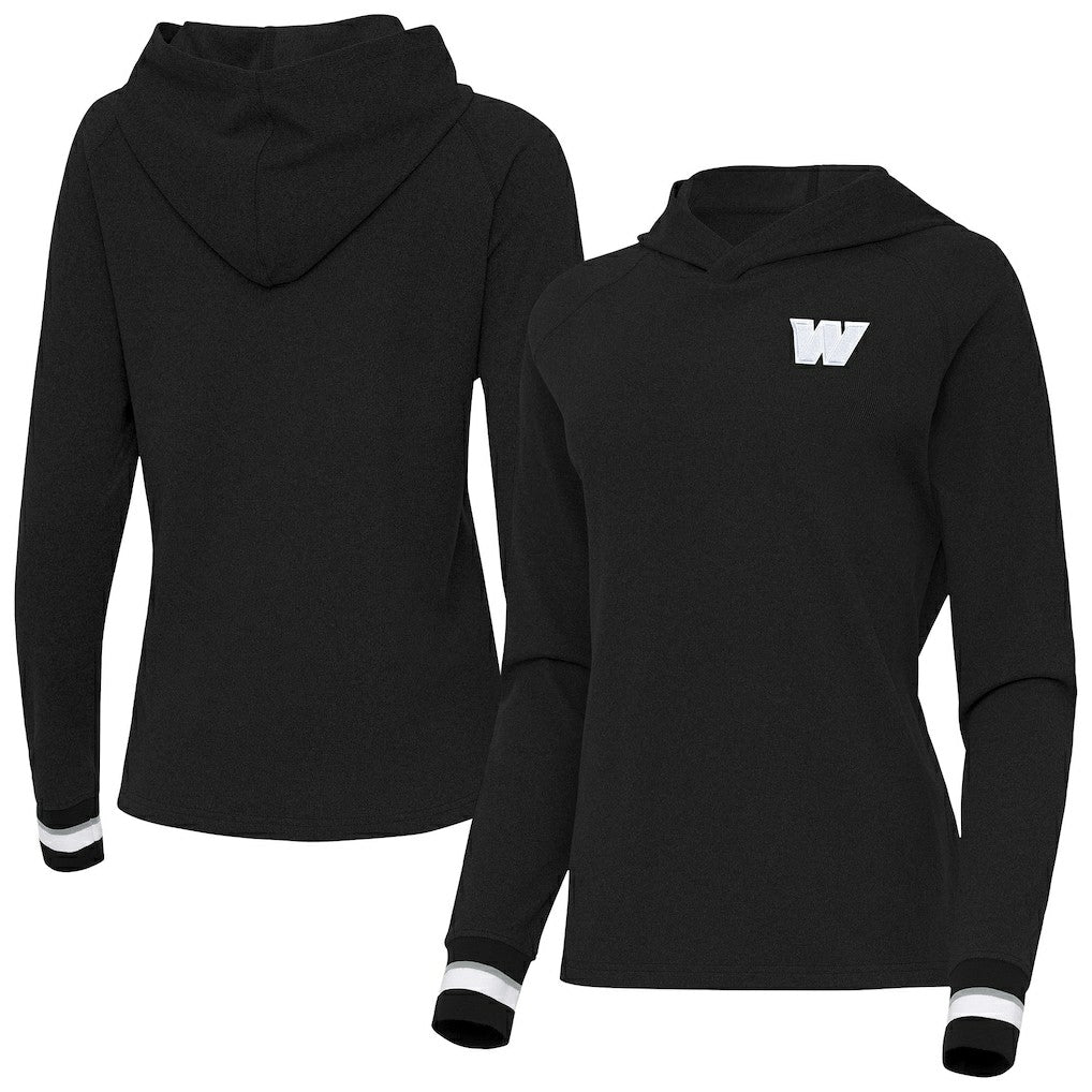 Washington Commanders Antigua Women's Trek Raglan Pullover Hoodie - Black sale