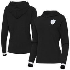 Las Vegas Raiders Antigua Women's Trek Raglan Pullover Hoodie - Black on sale