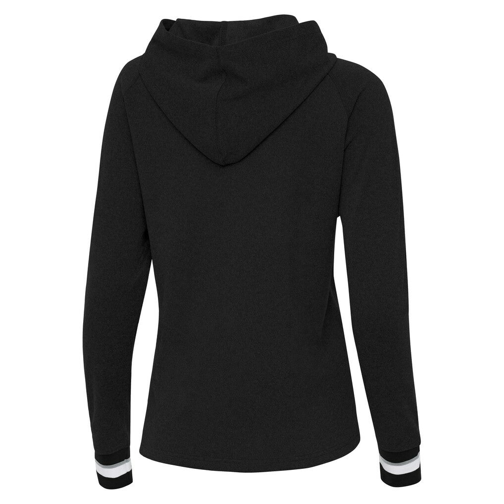 Las Vegas Raiders Antigua Women's Trek Raglan Pullover Hoodie - Black on sale