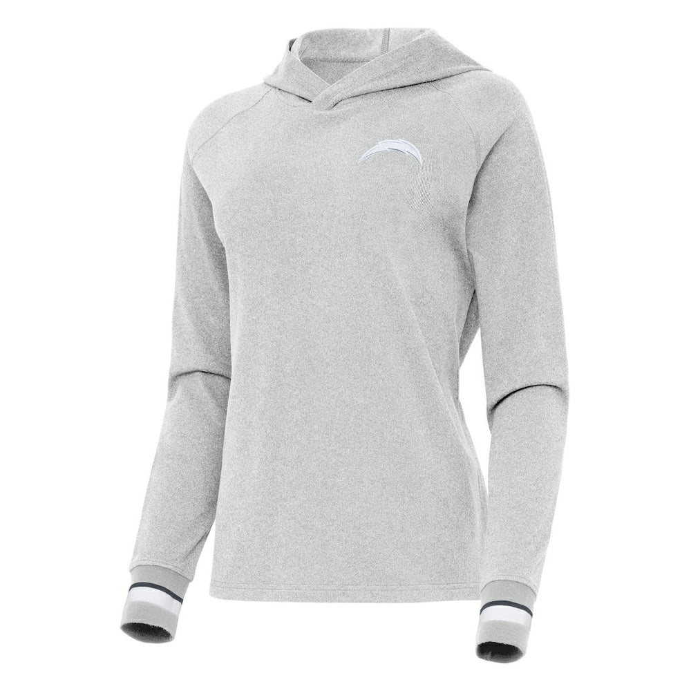 Los Angeles Chargers Antigua Women's Trek Raglan Pullover Hoodie - Heather Gray on sale