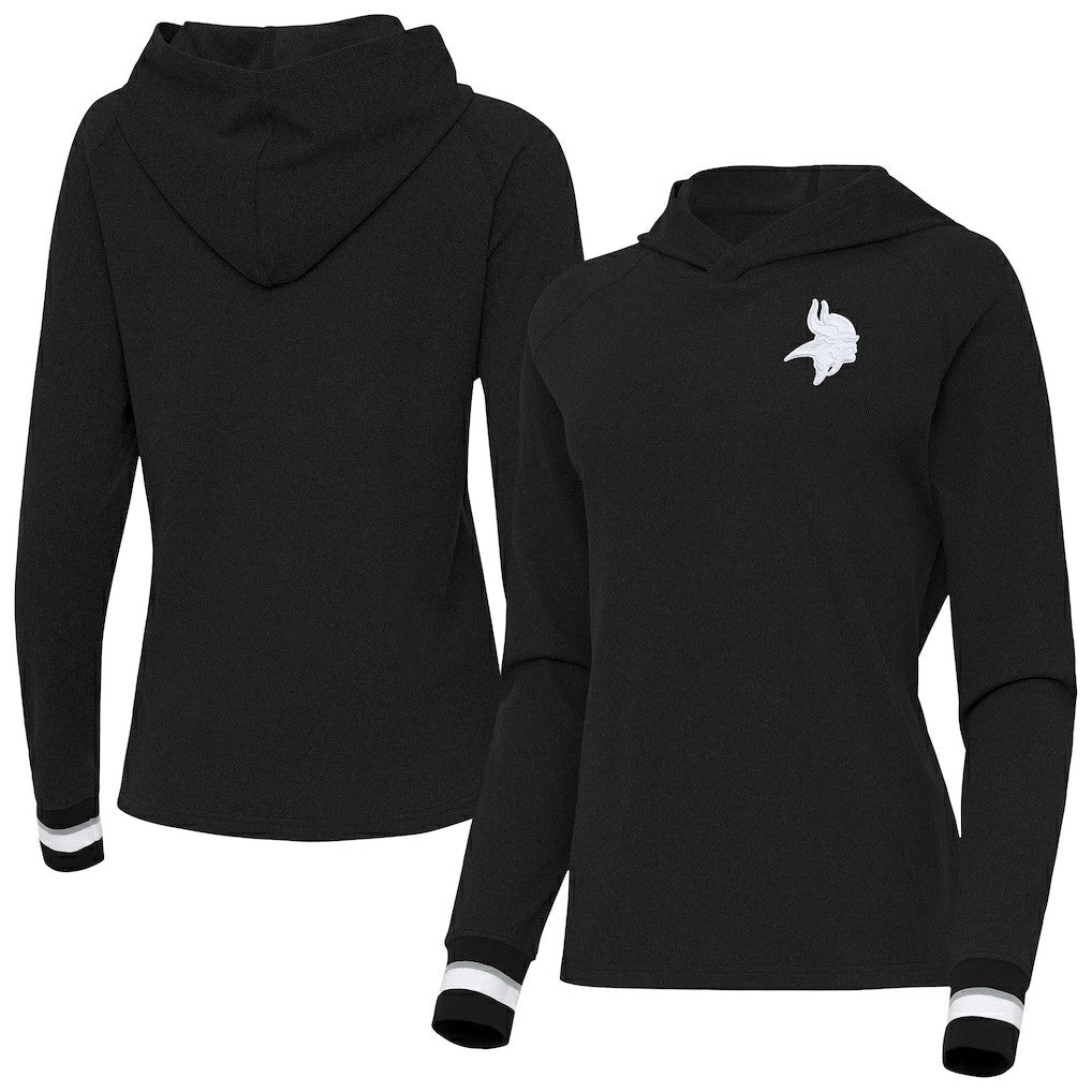 Minnesota Vikings Antigua Women's Trek Raglan Pullover Hoodie - Black on sale