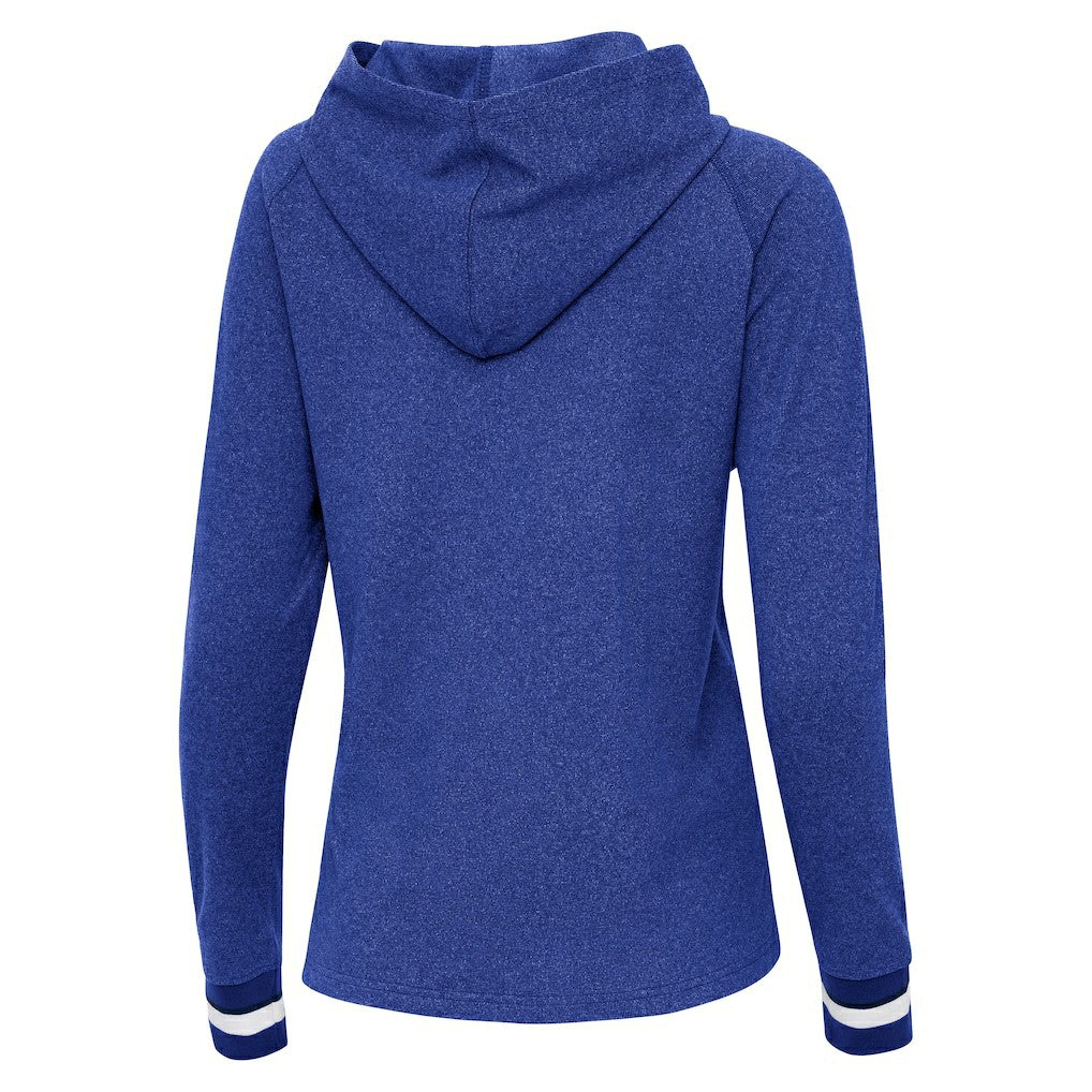 New York Giants Antigua Women's Trek Raglan Pullover Hoodie - Heather Royal sale